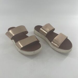 MIA Lilien Slide Rose Gold Platform Sandal Womens US 8 Double Strap Metallic
